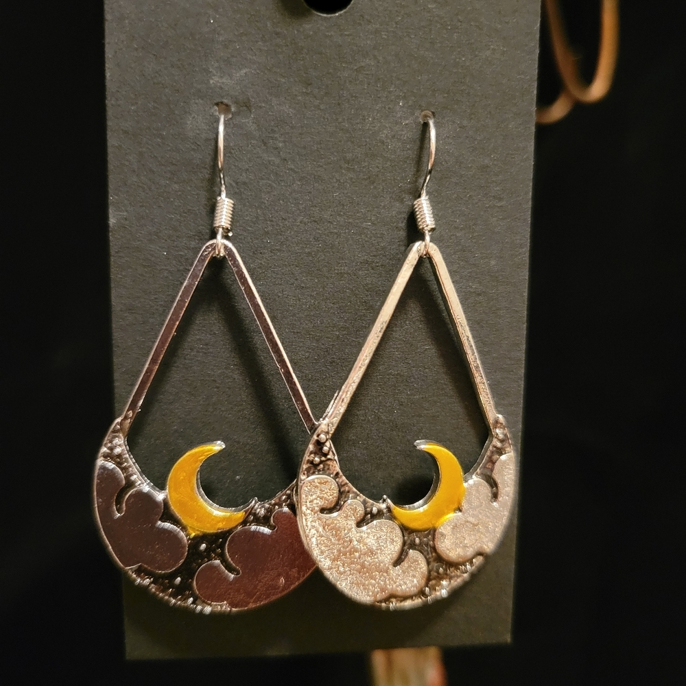 2/$20 Celestial Crescent Moon & Cloud Earrings